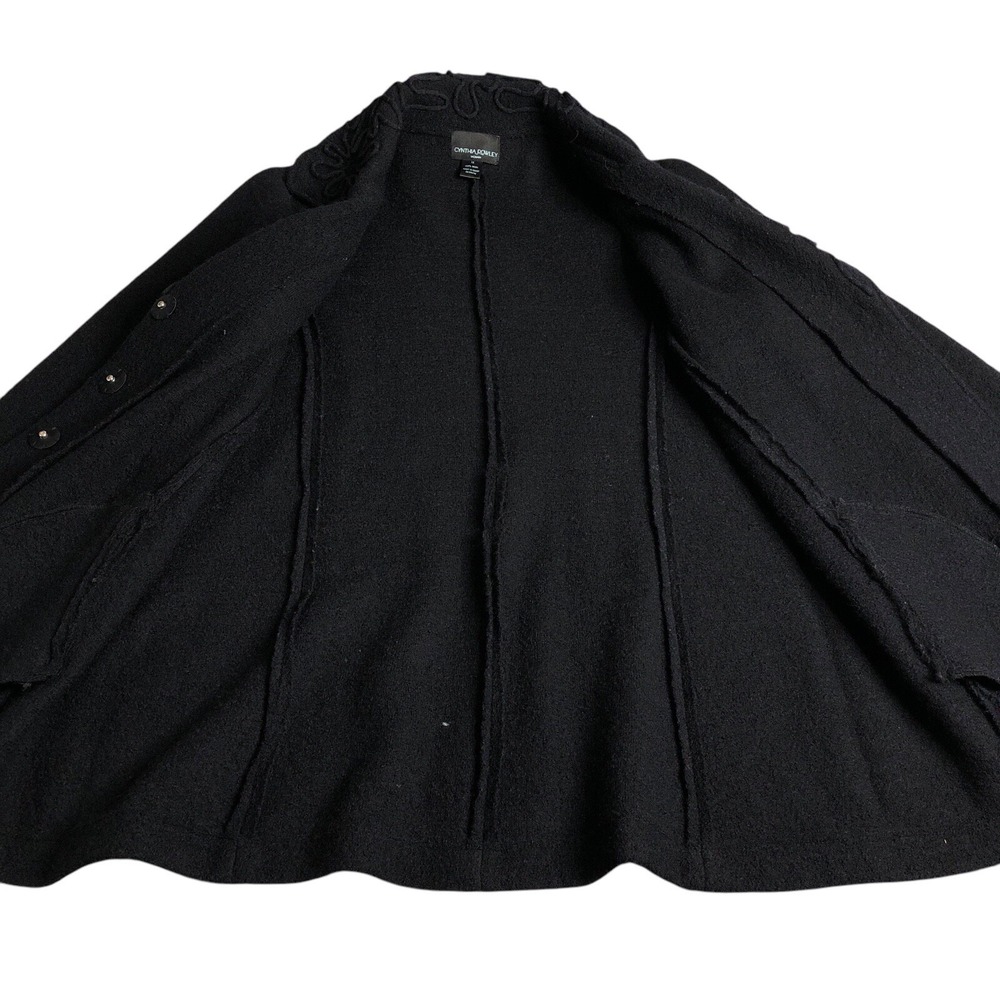 Cynthia Rowley Jacket Women 1X Black Wool Textured Snap Notch Collar Pocket Coat - Picture 10 of 16